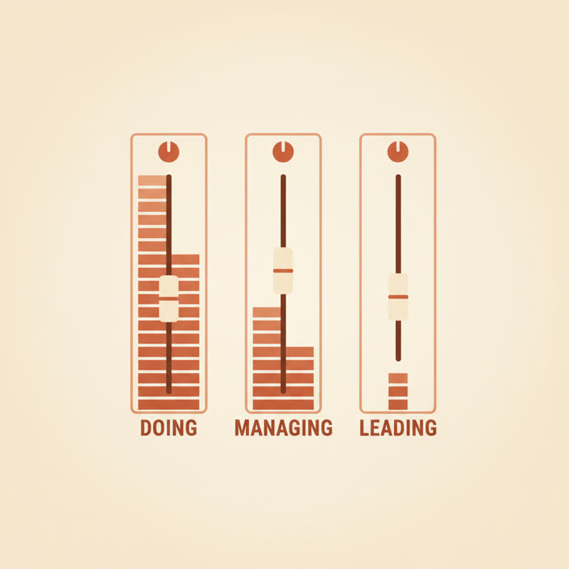 The leadership equalizer with Doing at max, Managing medium, and Leading barely registering
