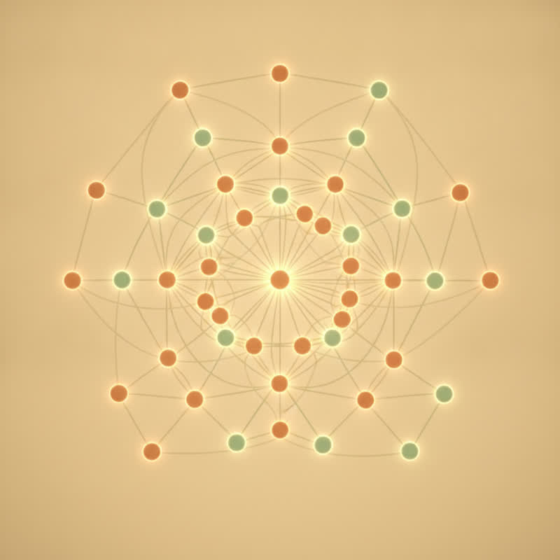 An abstract network of interconnected glowing nodes, symbolizing distributed decision-making