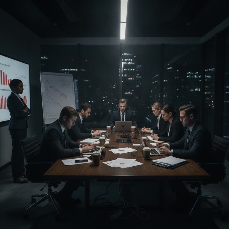 Tense executive boardroom meeting at a tech company